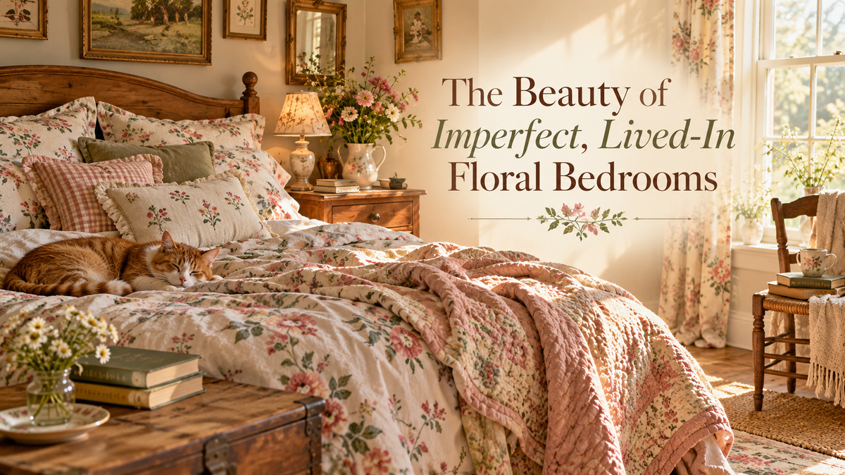 The Beauty of Imperfect, Lived-In Floral Bedrooms