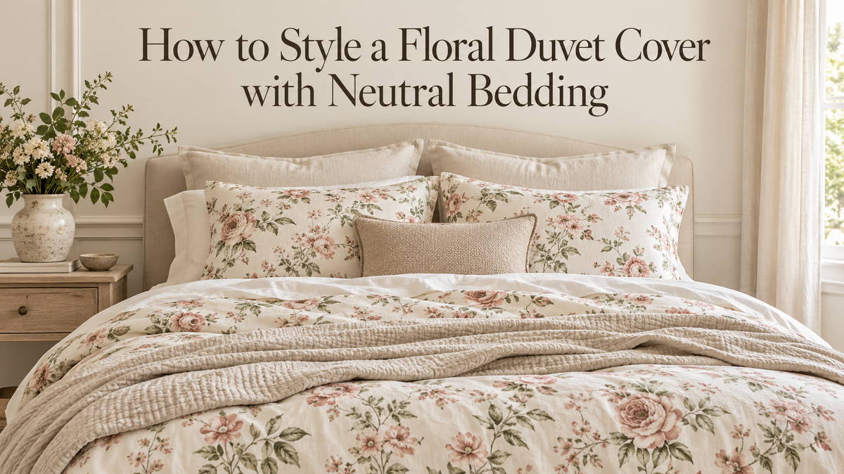 How to Style a Floral Duvet Cover with Neutral Bedding