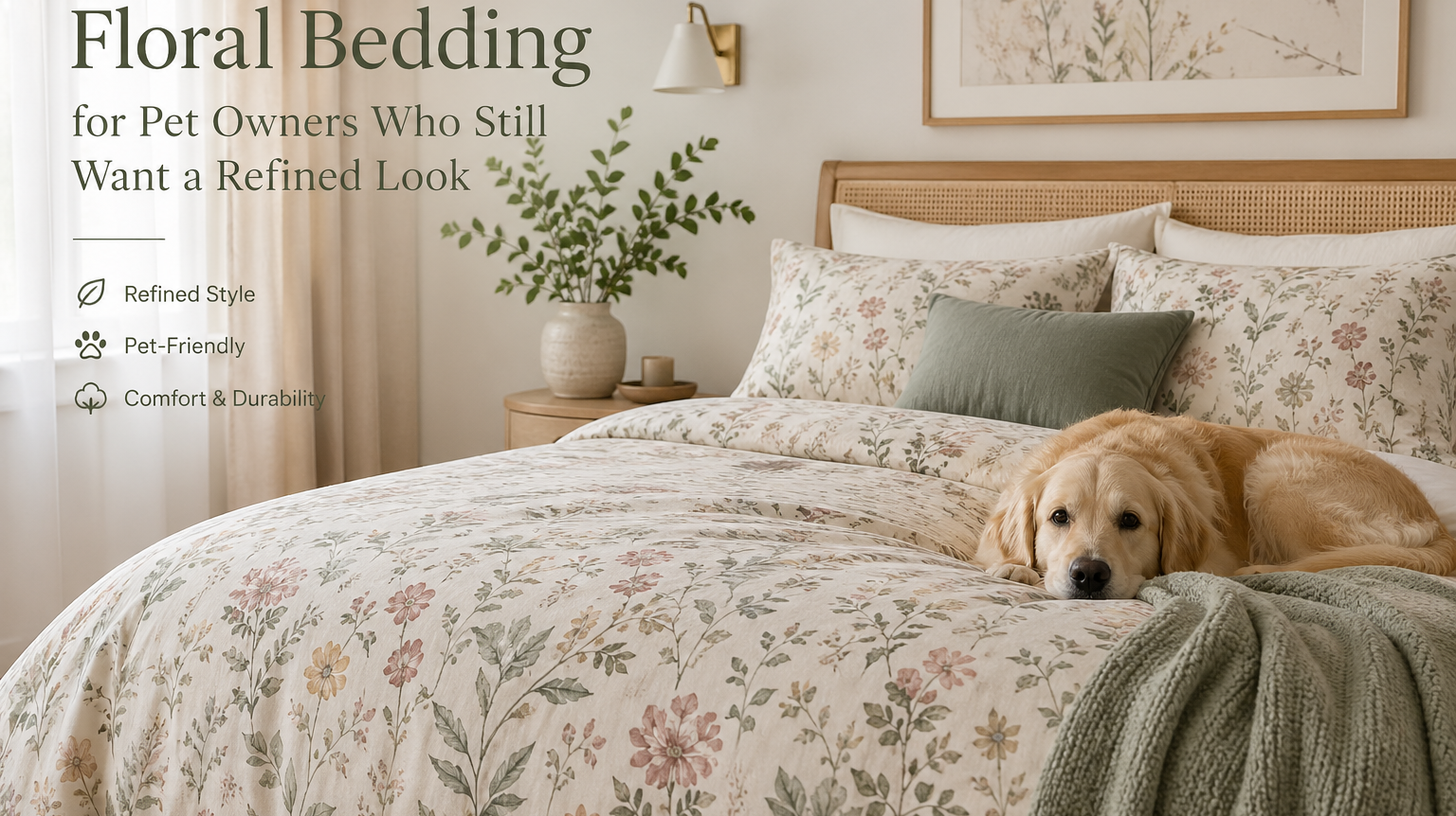 Floral Bedding for Pet Owners Who Still Want a Refined Look