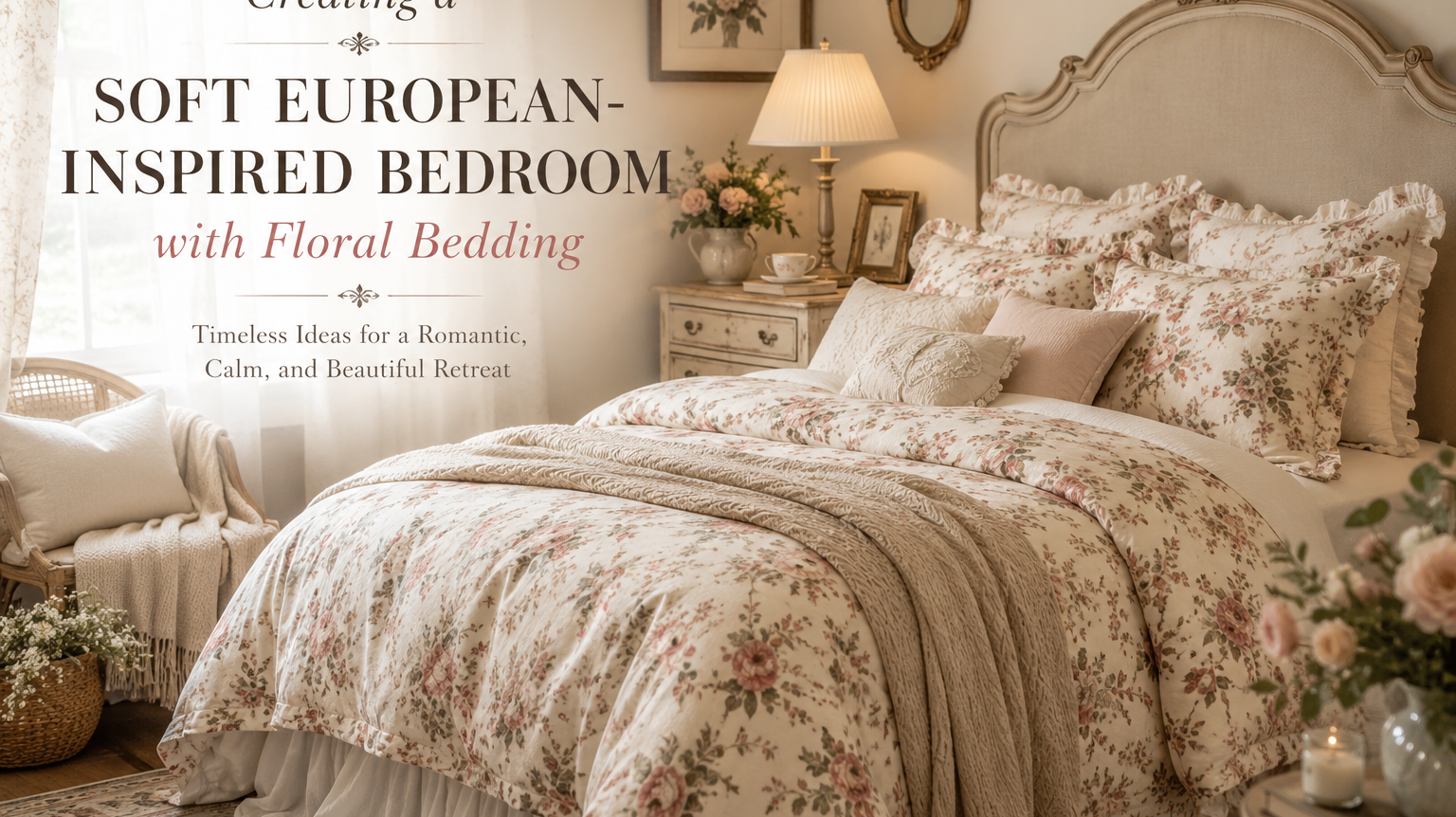 Creating a Soft European-Inspired Bedroom with Floral Bedding