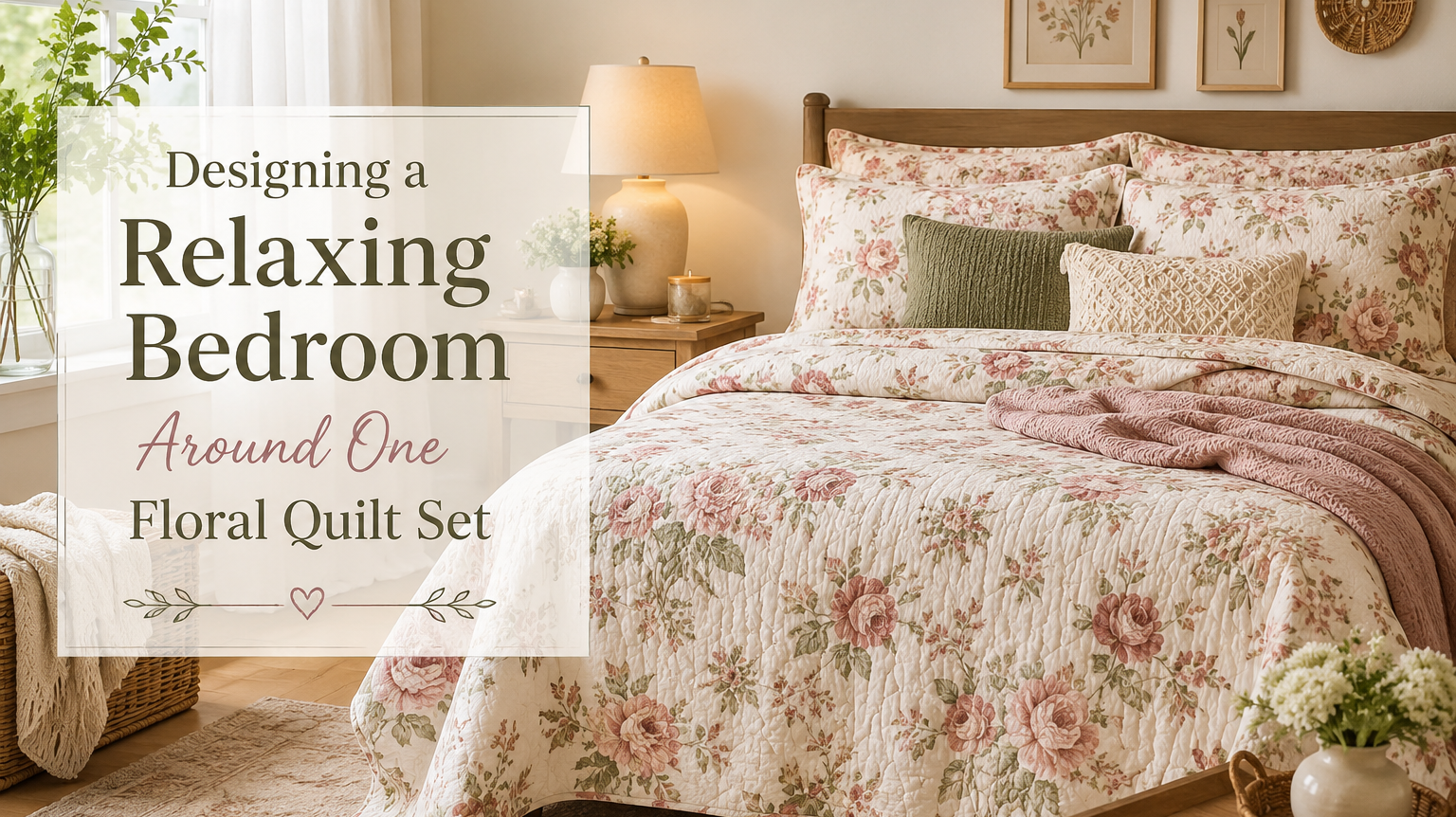 Designing a Relaxing Bedroom Around One Floral Quilt Set