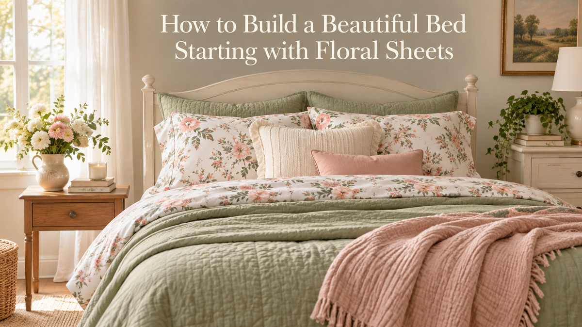 How to Build a Beautiful Bed Starting with Floral Sheets
