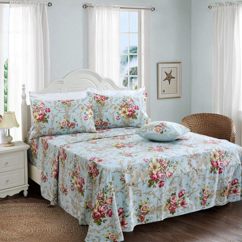 This bedroom features FADFAY's flat sheet, fitted sheet, and pillowcases.