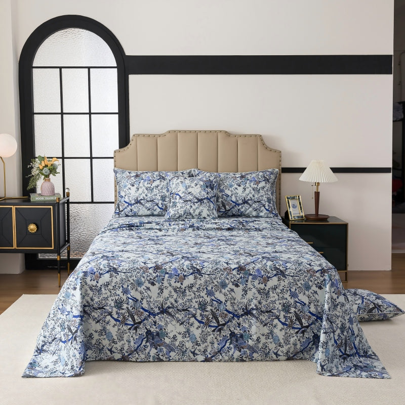 This bedroom features a FADFAY four-piece bedding sheet Set.