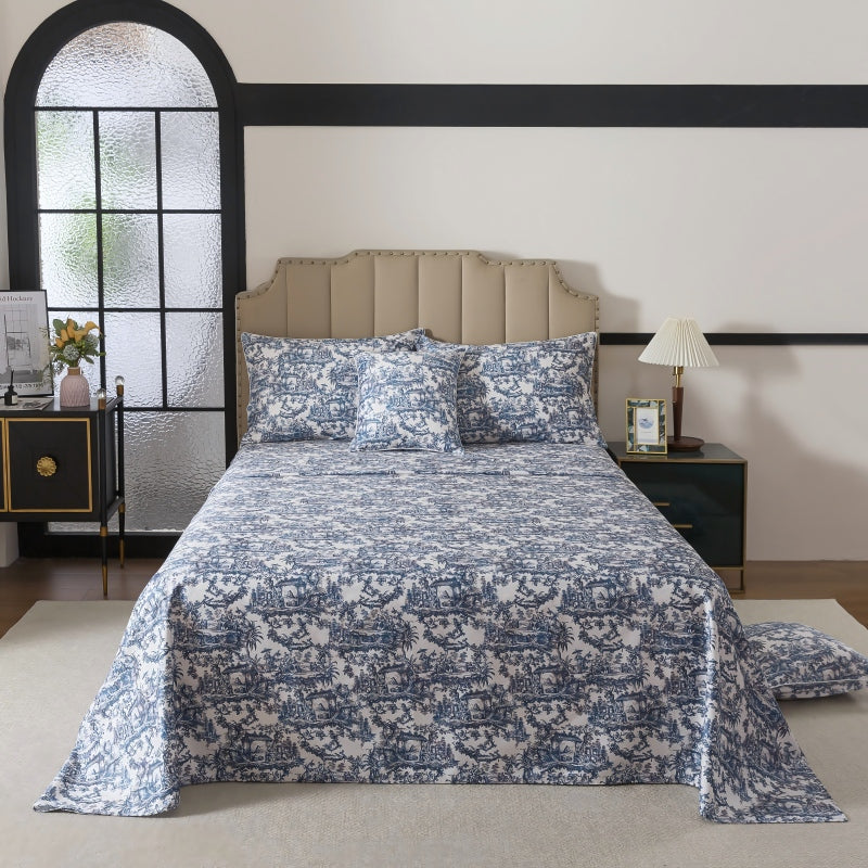 This bedroom features a FADFAY four-piece bedding sheet Set.