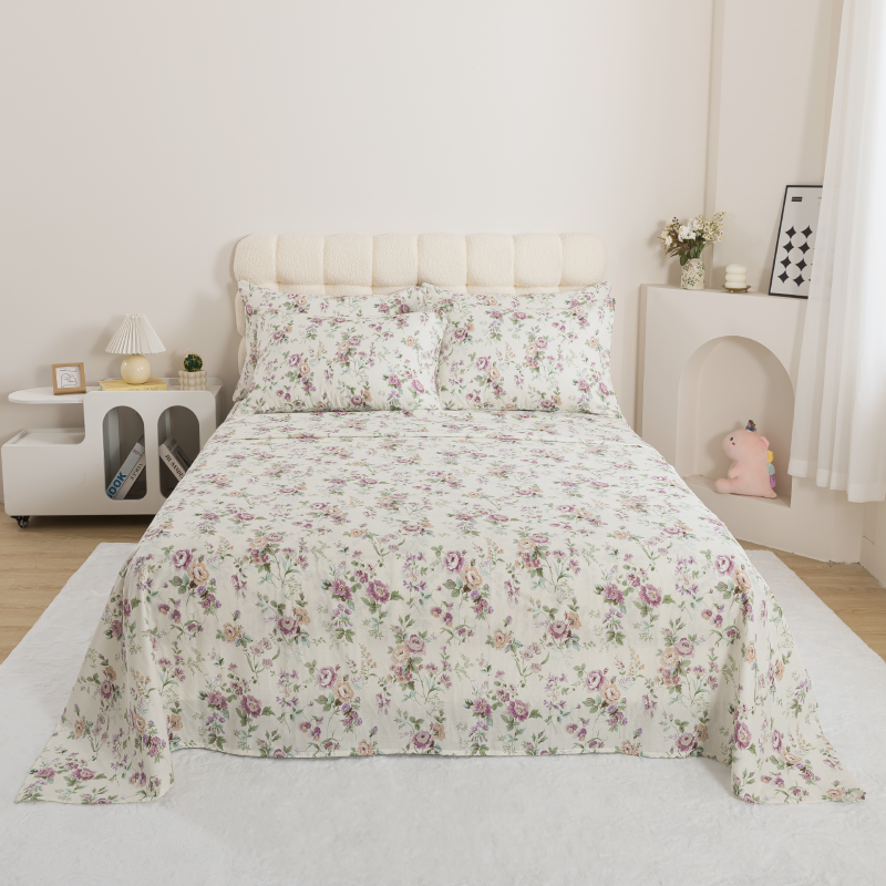 This bedroom features a FADFAY four-piece bedding sheet Set.