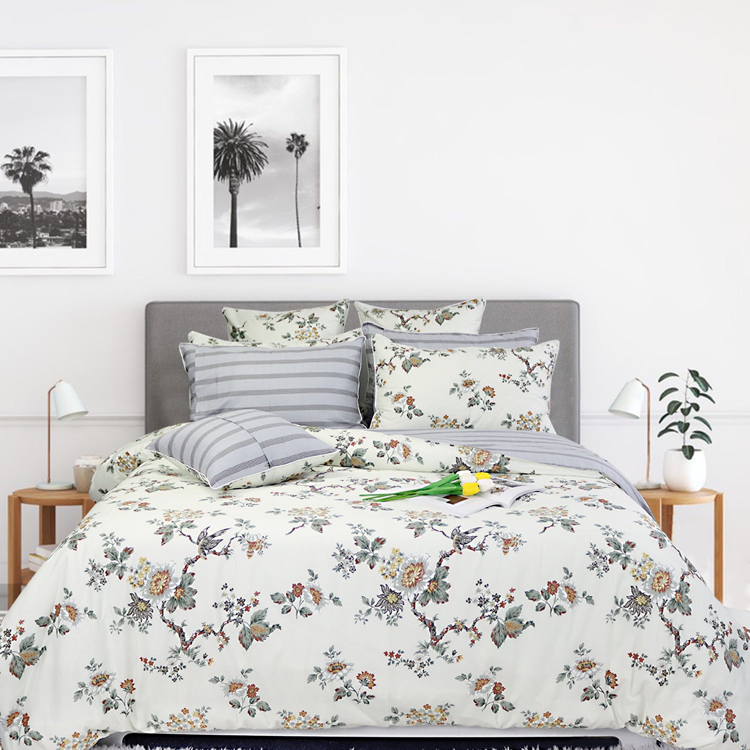 Vintage Inspired Floral Bedding Set: Embracing Timeless Elegance with Brown and Beige