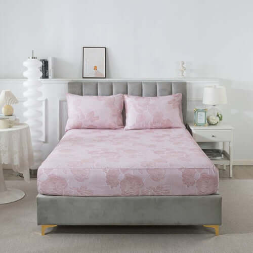 a pink Bed Sheet fit mattress profectly
