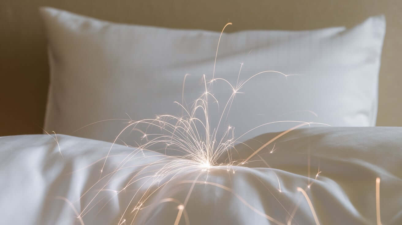 What causes static on bedding in winter, and how can it be prevented?