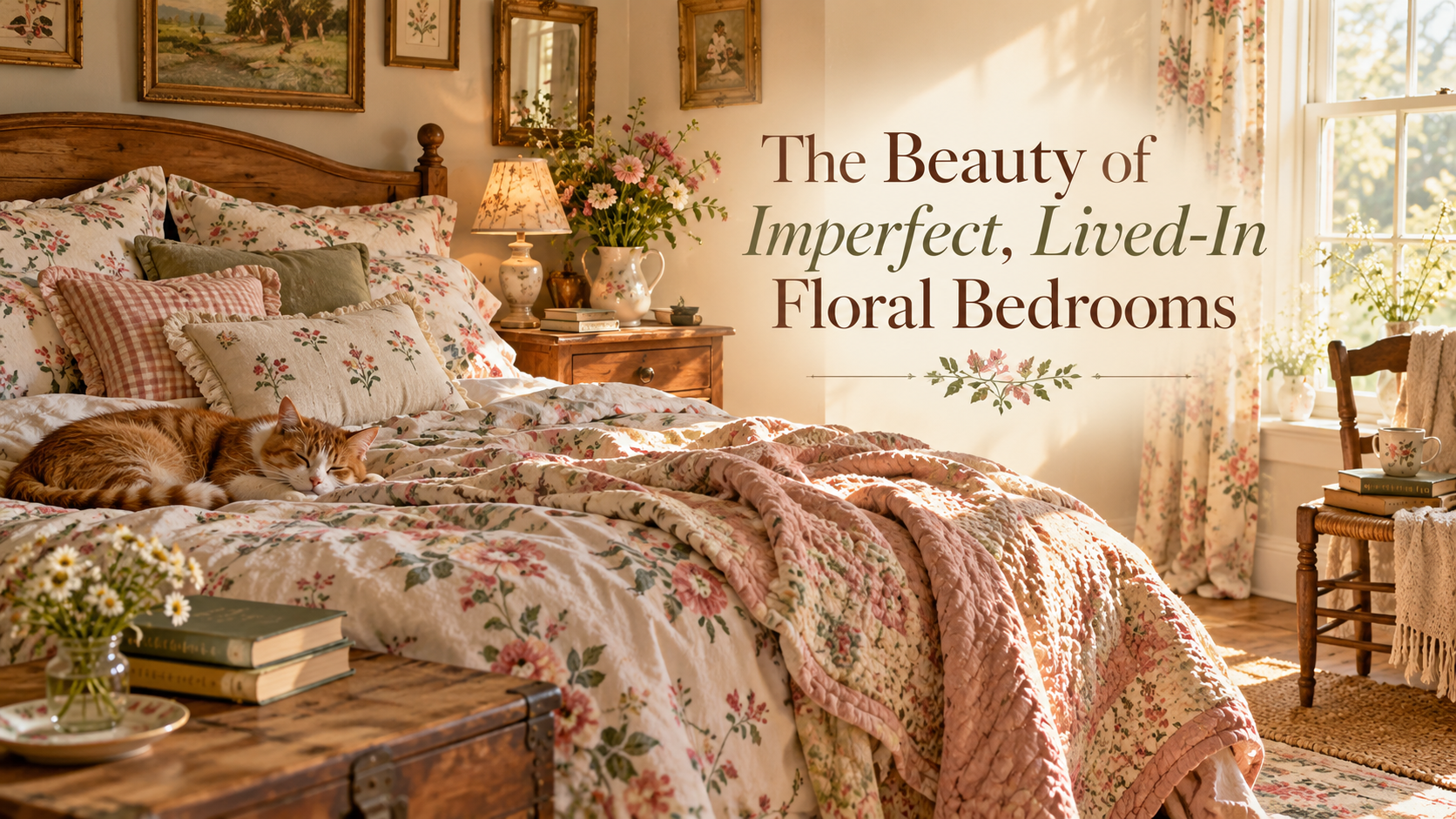 The Beauty of Imperfect, Lived-In Floral Bedrooms