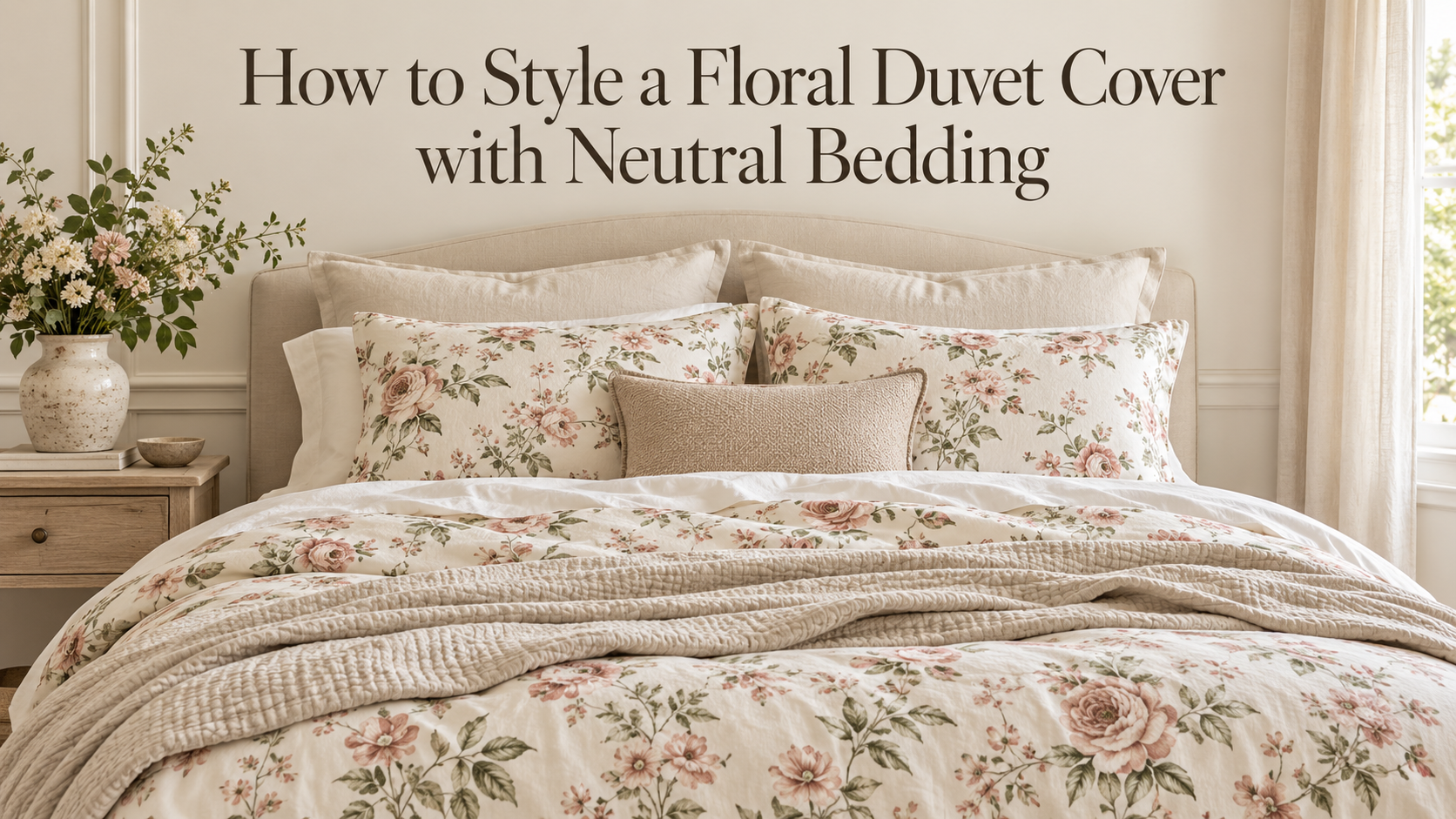 How to Style a Floral Duvet Cover with Neutral Bedding