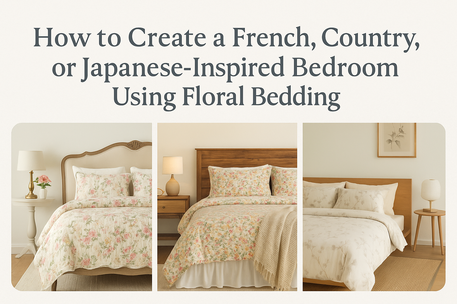 How to Create a French, Country, or Japanese-Inspired Bedroom Using Floral Bedding