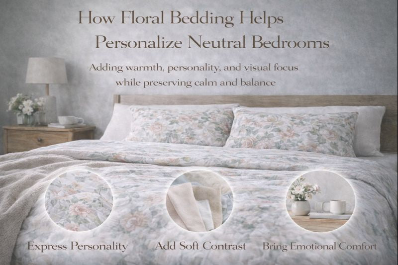 How Floral Bedding Helps Personalize Neutral Bedrooms