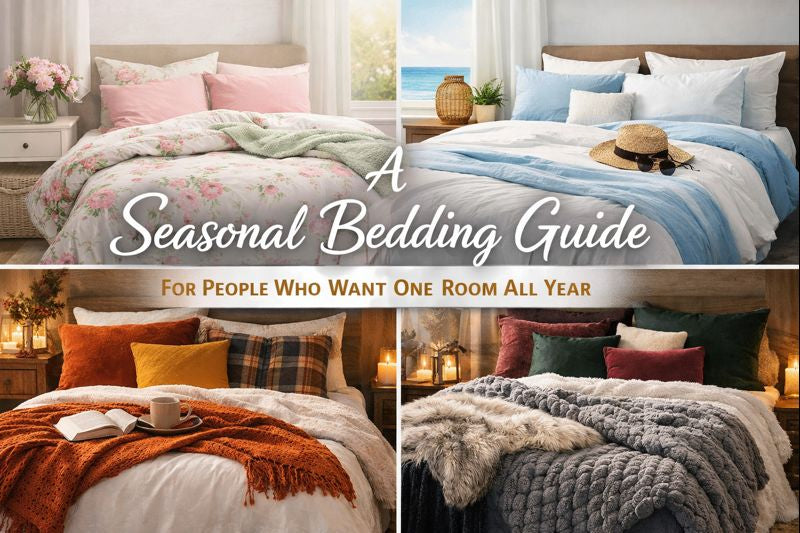 A Seasonal Bedding Guide for People Who Want One Room All Year