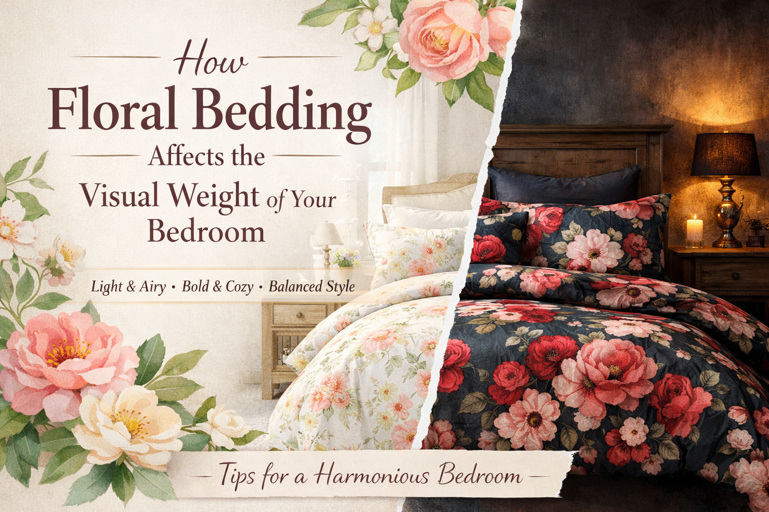 How Floral Bedding Affects the Visual Weight of Your Bedroom