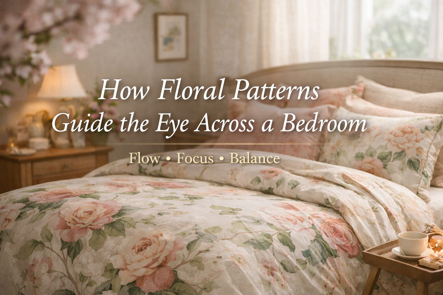How Floral Patterns Guide the Eye Across a Bedroom