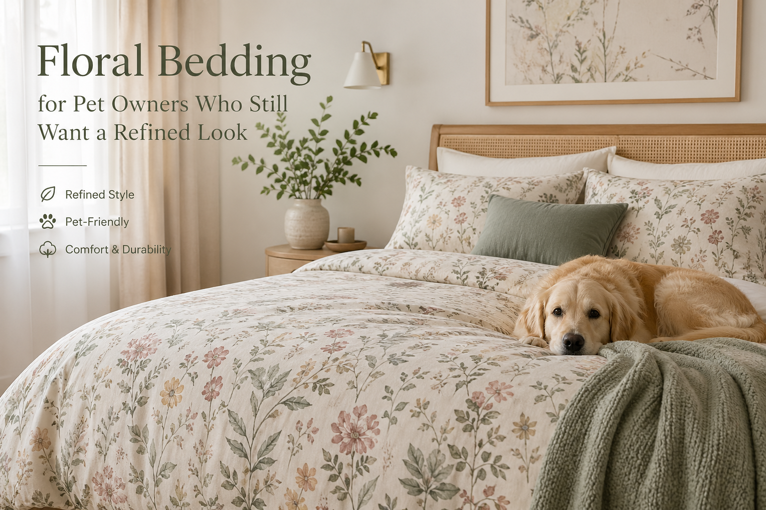 Floral Bedding for Pet Owners Who Still Want a Refined Look