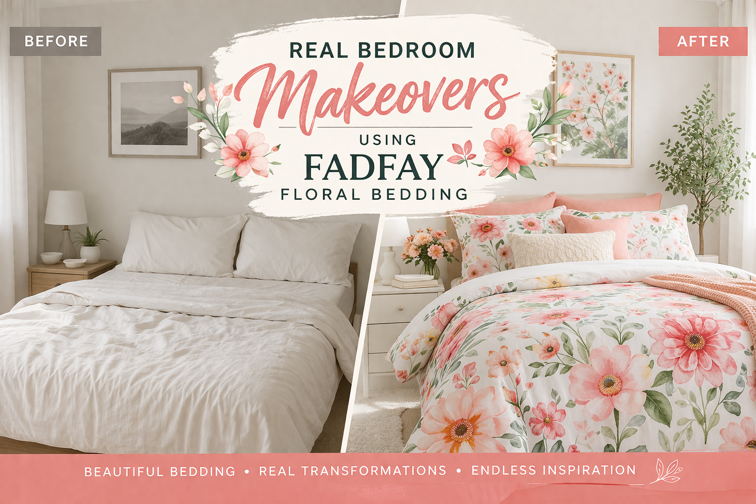 Before & After: Real Bedroom Makeovers Using FADFAY Floral Bedding