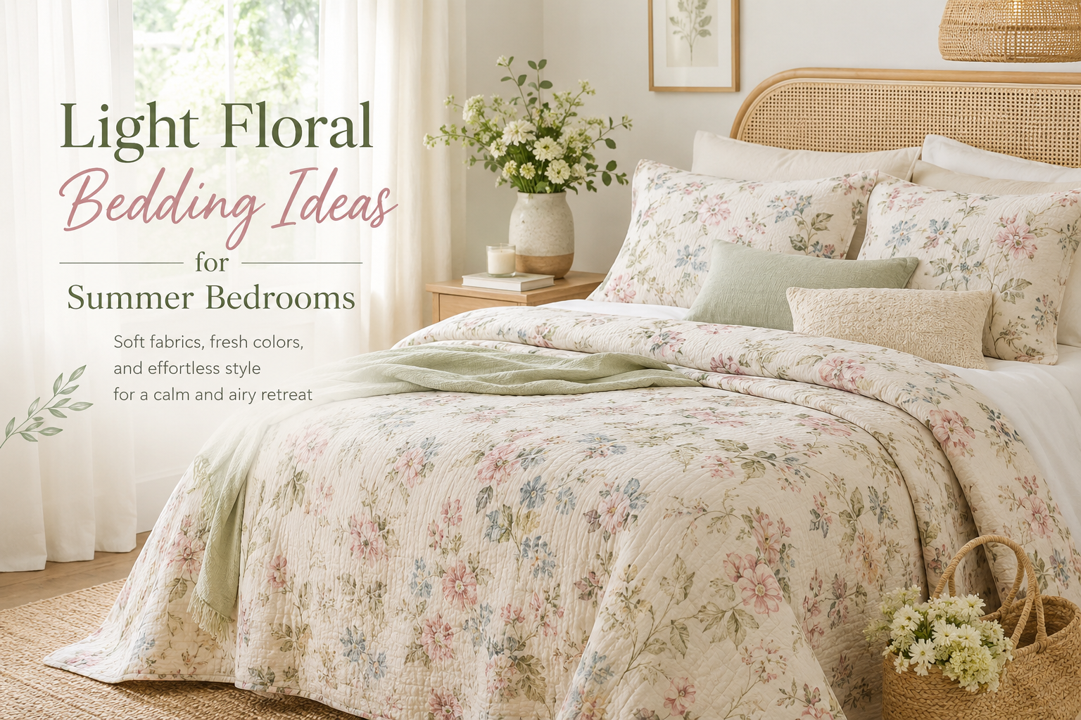 Light Floral Bedding Ideas for Summer Bedrooms