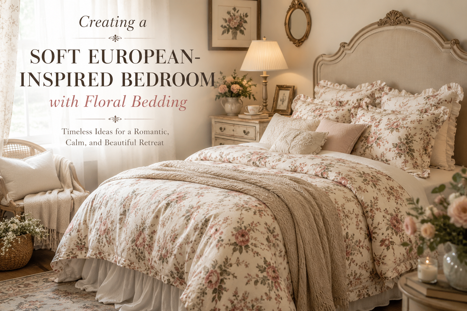 Creating a Soft European-Inspired Bedroom with Floral Bedding