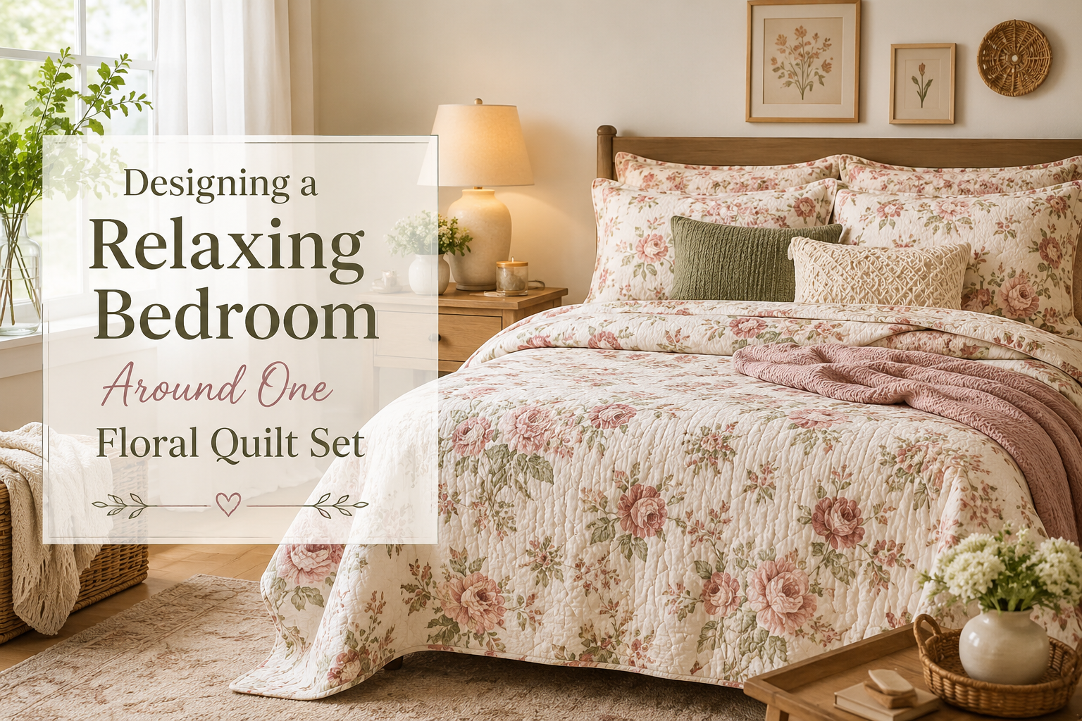 Designing a Relaxing Bedroom Around One Floral Quilt Set