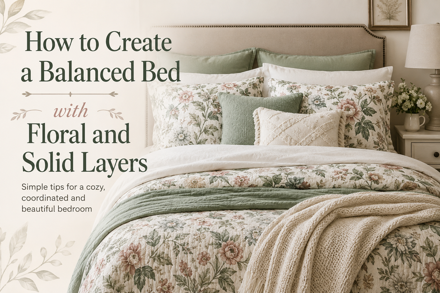 How to Create a Balanced Bed with Floral and Solid Layers