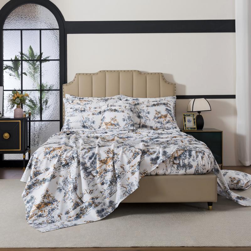This bedroom features a FADFAY four-piece bedding sheet Set.