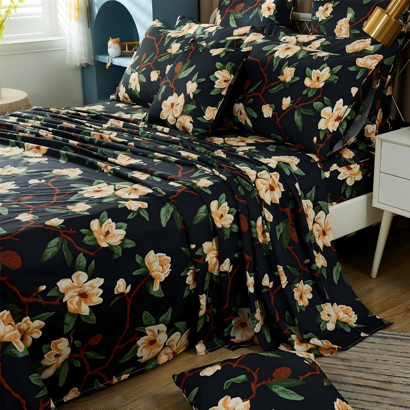 This bedroom features FADFAY's flat sheet, fitted sheet, and pillowcases.