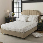 This bedroom features FADFAY's flat sheet, fitted sheet, and pillowcases.