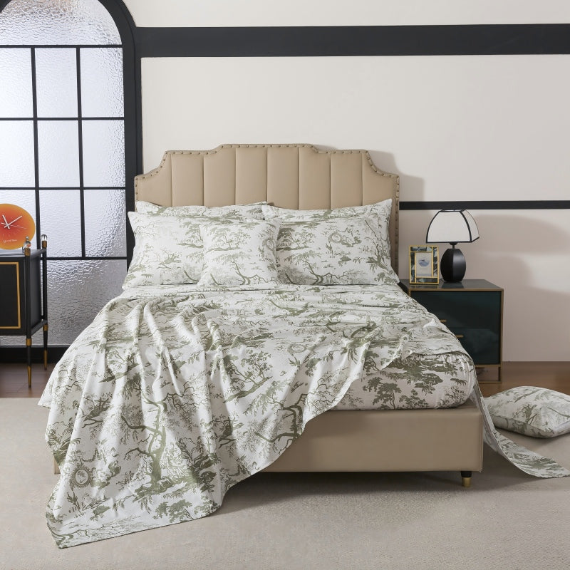 This bedroom features a FADFAY four-piece bedding sheet Set.
