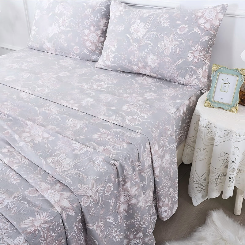 This bedroom features FADFAY's flat sheet, fitted sheet, and pillowcases.